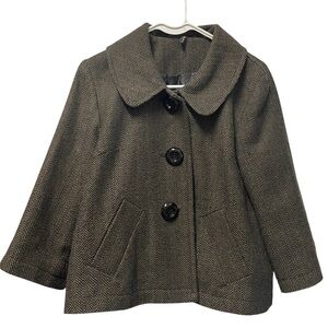 Ambition  Herringbone Pea Coat in Green, M
